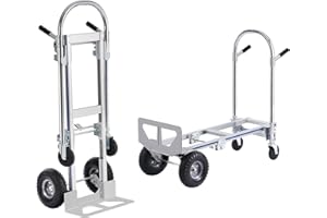 VEVOR Aluminum Truck, 2 in 1, 800 lbs Load Capacity, Heavy Duty Industrial Convertible Folding Hand Truck and Dolly, Utility Cart Converts from Hand Truck to Platform Cart with Rubber Wheels
