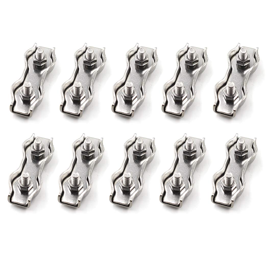M5 304 Stainless Steel Duplex Wire Rope Clip Cable Clamps For Wire Cables (10PCS)