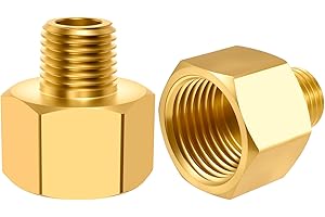 SDTC Tech 2-Pack Brass Pipe Fitting 1/4 NPT Thread Male to 1/2 NPT Thread Female Reducer Adapter, Brass Pipe Extension Connectors