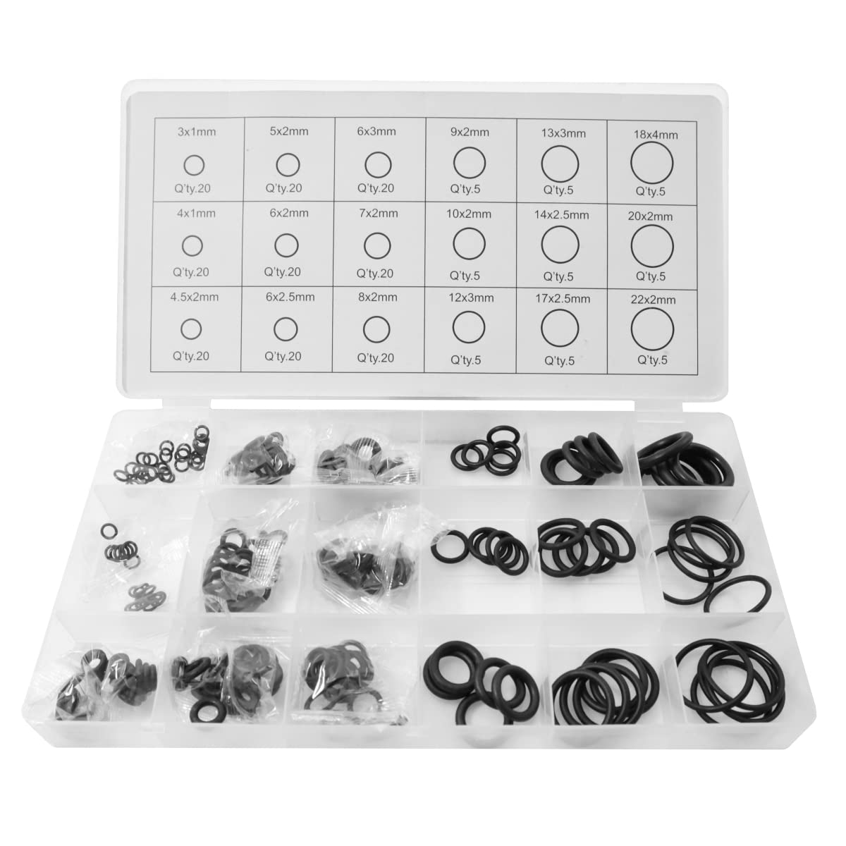 Toolzone Rubber O Rings 225Pc Tap Seal Plumbing Washer Set Metric Assorted