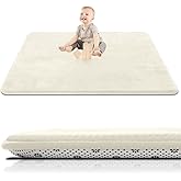 SEPARO Thick Baby Play Mat for Floor,50 x 50 Playpen Mat,Tummy Time Foam Mats,Ultra Soft Support & Plush Feel,Easy Care with Non-Slip Cushioned for Infant,Kids and Toddler Crawling,Beige