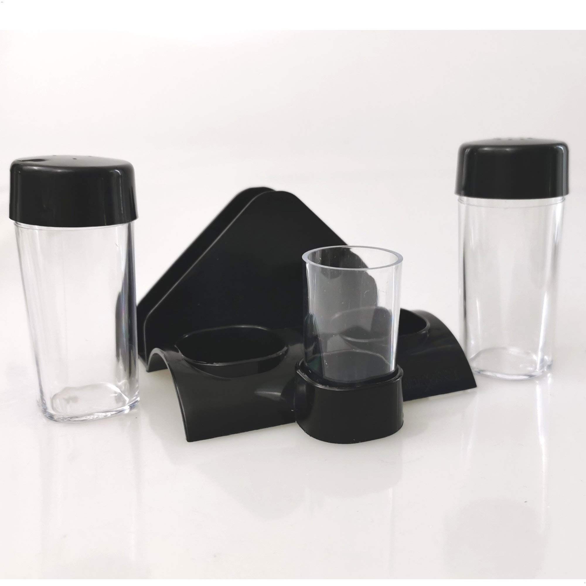 Kerafactum Table Set of 4 | Pepper Salt Toothpicks Container Refillable | Napkins Stand Table Culture Shaker | Napkin Holder Salt Shaker Pepper Shaker Camping Tableware