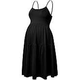 GINKANA Women's Sleeveless Maternity Dress Adjustable Strappy Summer Casual Swing Dress for Daily Wearing Or Baby Shower