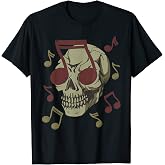 Skull with Sunglasses Shaped Like a Note T-Shirt