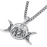 Hagkew Triple Moon Goddess/Virgin Mary Necklace 925 Sterling Silver Greek Goddess Hekate Pendant Necklaces Protection Amulet Moon Sun Pentagram Jewelry for Women