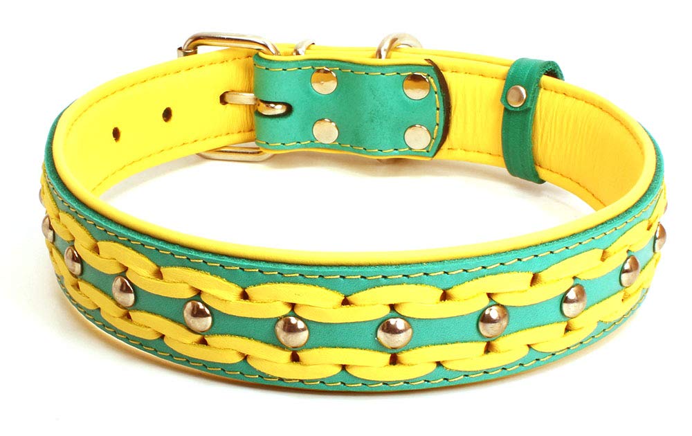 Unbekannt Sulla Real Leather Padded Handmade Dog Collar in Fashionable Colours Braided M/L/XL/XXL