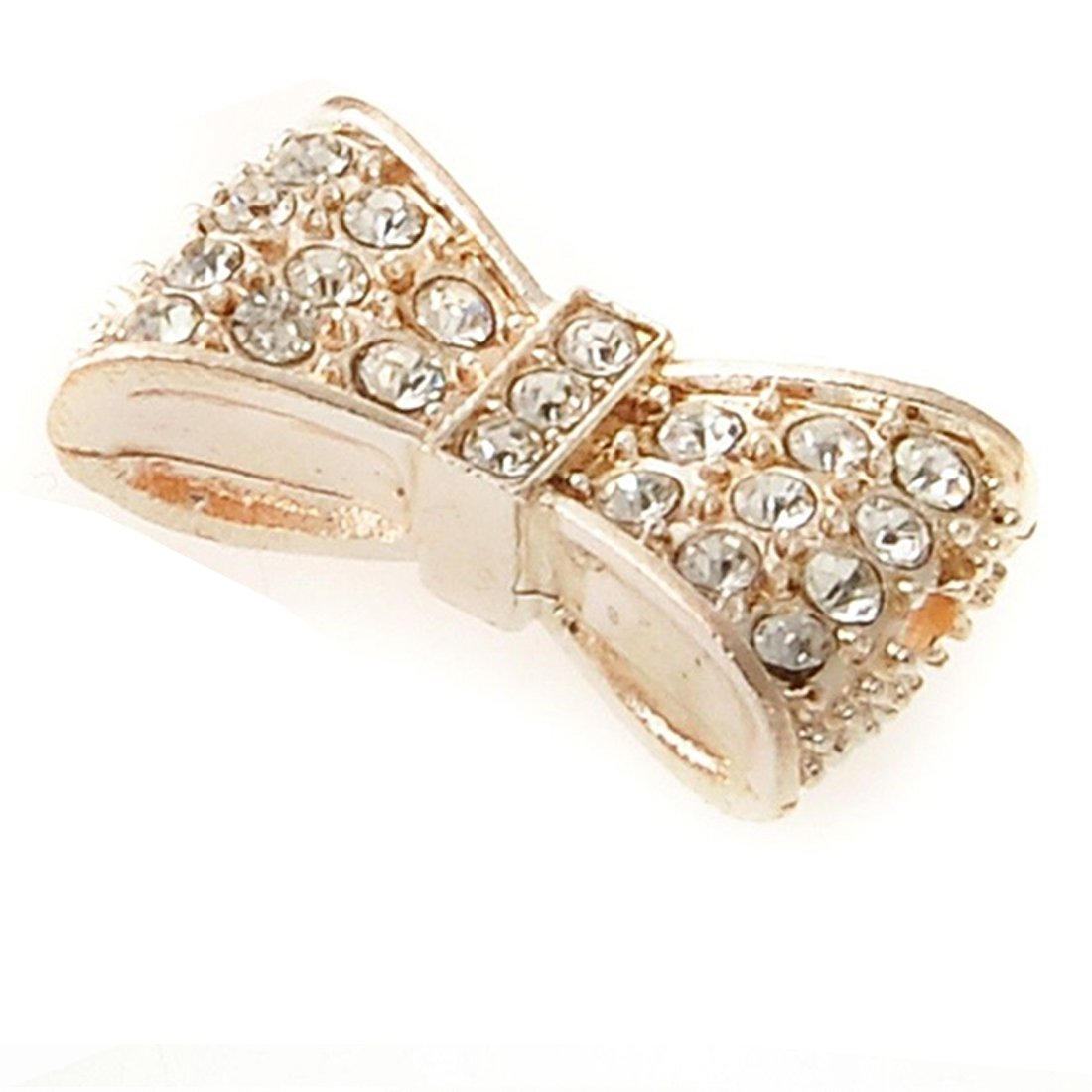 RUBYCA 5pcs Metal Cute Bow-Knot Connector Beads Crystal Inlay DIY Jewelry Making Bracelet Champagne Gold Tone