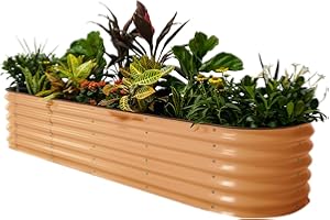 Vego garden Raised Garden Bed Kits, 17" Tall 9 in 1 8ft x 2ft Metal Raised Planter Bed Outdoor for Vegetables Flowers Ground Planter Box, Terra Cotta