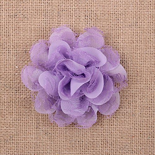 12 Pcs 3.9 Inch Pretty Purple Bulk Diy Chiffon Flowers(Purple)
