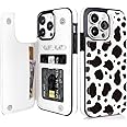 Obbii Compatible with iPhone 13 Pro 6.1" Wallet Case with Card Holder Folio Flip PU Leather Kickstand Card Slots Case Double Magnetic Clasp and RFID Blocking Cover 6.1 Inch (Cow Print)