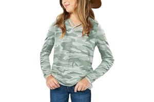 simtuor Girls Camouflage Stripe Short Sleeve Shirts V Neck Criss Cross Tees Sweat Kids Casual Sport Tops Blouse（4-15T）
