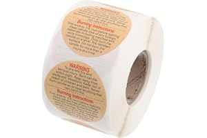 Zerodeko 500PCS 1.6" Candle Warning Labels, Adhesive Warning Labels Wax Melting Safety Stickers, Jar Container Stickers for C