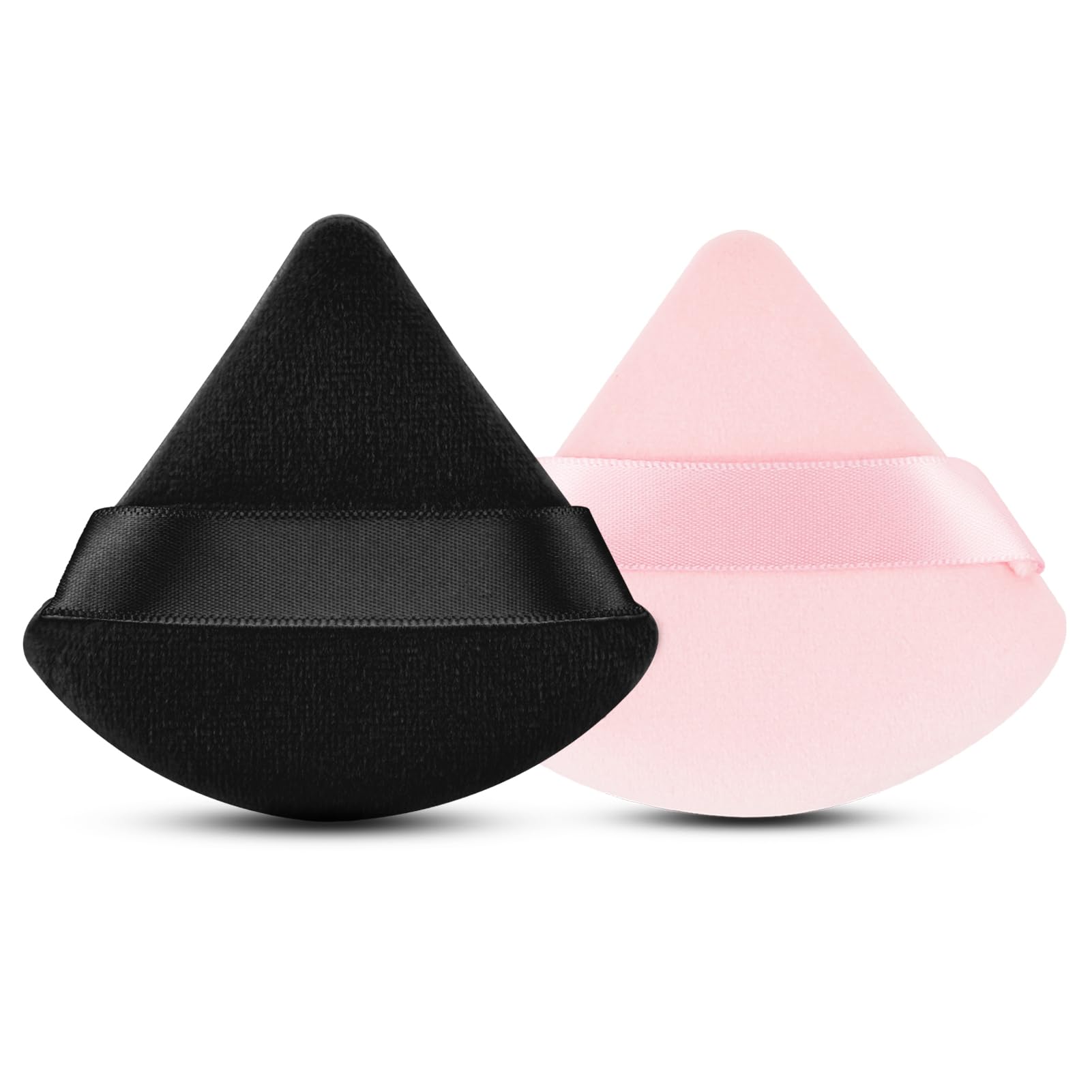 Photo 1 of 1 Pcs EVAOUXIU Triangle Powder Puff for Face Powder, Soft Plush Setting Powder Puff, Velour Cosmetic Foundation Blender Sponge Beauty Makeup Tools (Black&Pink)