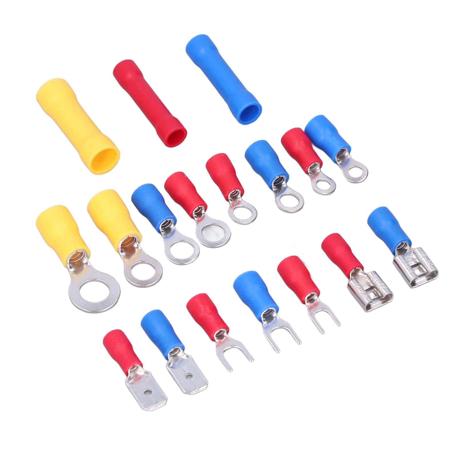 Crimp Terminals, Spade Connector Insulated Crimp Terminals, Multi Size Electrical Wire Terminals Crimp Connector Set with a Transparent Storage Box