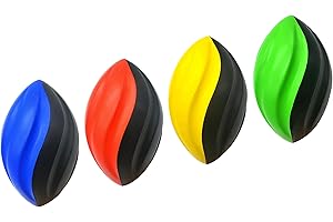 LMC Products 7" Spiral Mini Football for Kids 4 Pack - Foam Footballs for Kids - Soft, Small Footballs (Red, Yellow, Blue and Green)