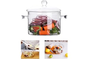 CANGFORT Glass Cooking Pot - 1.5L/50oz Heat-Resistant Borosilicate Glass Handmade Cookware Set stovetop Pot - Safe for Pasta Noodle, Soup, Milk, Tea (1.5L/50OZ)