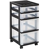 Office Depot Medium Plastic Storage Cart, 4 Drawers, 26 7/16in.H x 12 1/16in.W x 14 1/4in.D, Black, 116813