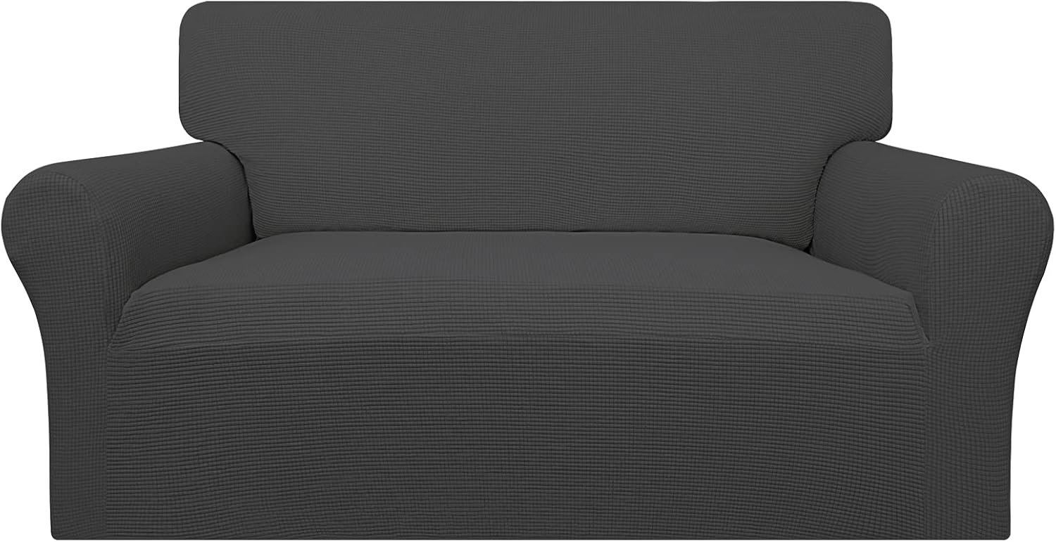 Easy-Going 100% Waterproof Loveseat Couch Cover, Dual Waterproof Sofa Cover, Stretch Jacquard Sofa Slipcover, Leakproof Furniture Protector for Kids, Pets, Dog and Cat ( Loveseat, Dark Gray): Kitchen & Dining