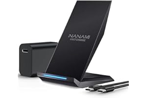 NANAMI Fast Wireless Charger with USB Phone Charger, Qi Certified Charging Stand with 20W PD Adapter for iPhone 17/17 Pro/17 Pro Max/16/16 Plus/15/14/13/12,10W for Samsung Galaxy S25/S24/S23/S22/S21