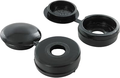 Merriway BH03989 Black Hinged Screw Cup and Cover Pack 50 for No. 6 & No. 8