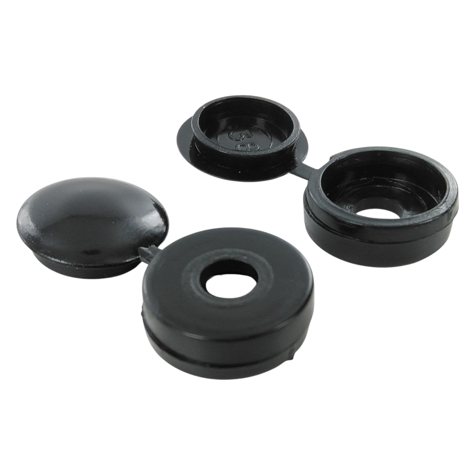 Merriway BH03989 (50 Pcs) Black Hinged Screw Cup and Cover For No. 6 and No. 8 Screws - Pack of 50 Pieces