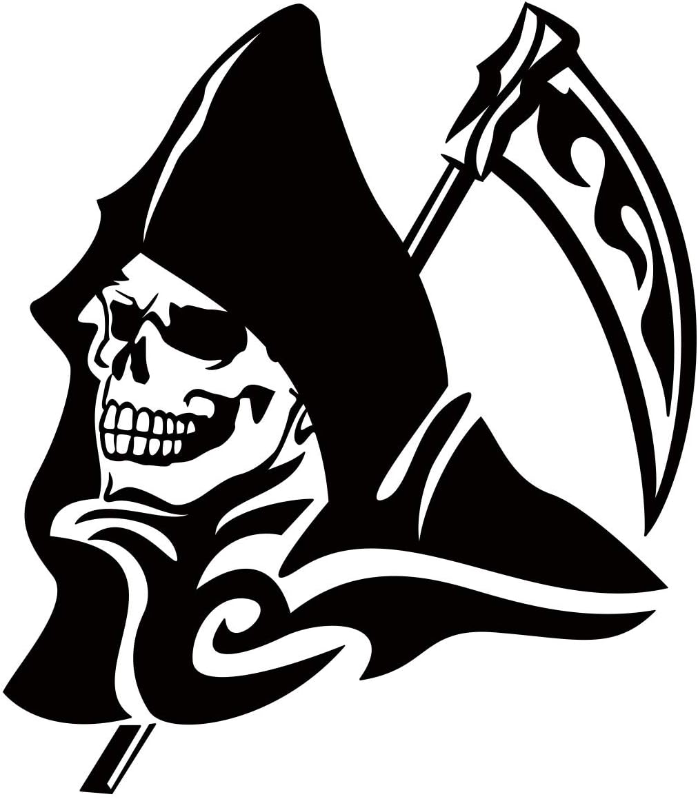 Amazon 品 カッティングステッカー 死神 スカル ドクロ トライバル 2 左 160mmx140mm ブラック 黒 ステッカー デカール 車 バイク