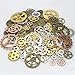 LolliBeads 190 Gram Antiqued Metal Skeleton Steampunk Watch Gear Cog Wheel Sets, Silver/Copper/Bronze/Gold Mixed Color (100 Pcs)