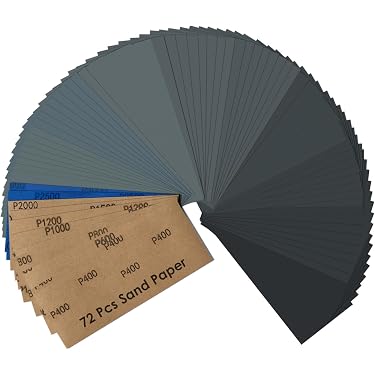 KLINNA Lot 50 Feuilles Papier Abrasif Grains 80-400 + Bloc Ponçage - Humide Et Sec