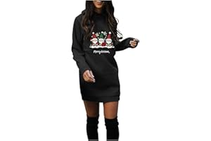 Christmas Sweatshirt Dresses for Women Casual Xmas Funny Cute Print Dress Long Sleeve Crew Neck Ugly Graphic Clothes
