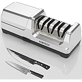 KIBSTOY Electric Knife Sharpener for Kitchen – Professional 3-Stage 100% Diamond System with 20° Precision Angle, Quickly Sharpening, Polish Blades/Repairing/Restoring