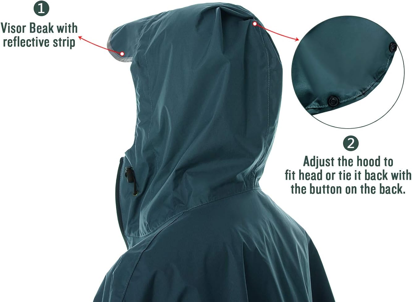Waterproof Cycling Hiking Rain Poncho Coat for Women Men (Deep Blue): Clothing