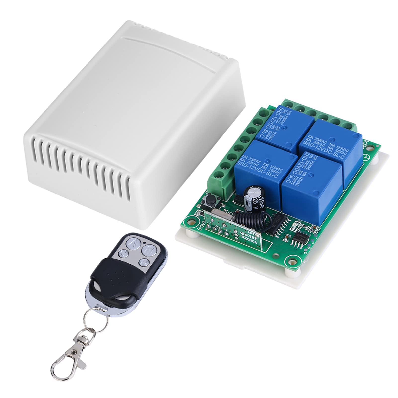 Raguso DC12V 4-CH 433MHZ Garage Door Control Module Unit Wireless Garage Door Up and over Security Garage Door Electric Roller Shutter with Remote Controller