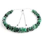 AA+ Natural Raw Emerald Gemstones Beads Bolo Bracelet, Rough Stones, 925 Sterling Silver, Rhodium Plated, Chakra Healing Crystals, May Birthstone, Adjustable Slider, Women Jewelry, Mothers Day Gifts