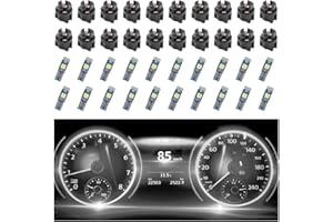 CARLEEF 20PCS Car LED Dash Lights - Super Bright Instrument Cluster Light Bulbs with T5 37 74 LED Bulbs & Twist Lock Socket - Universal 12V L-ED Lights for Car Interior Accessories (White)