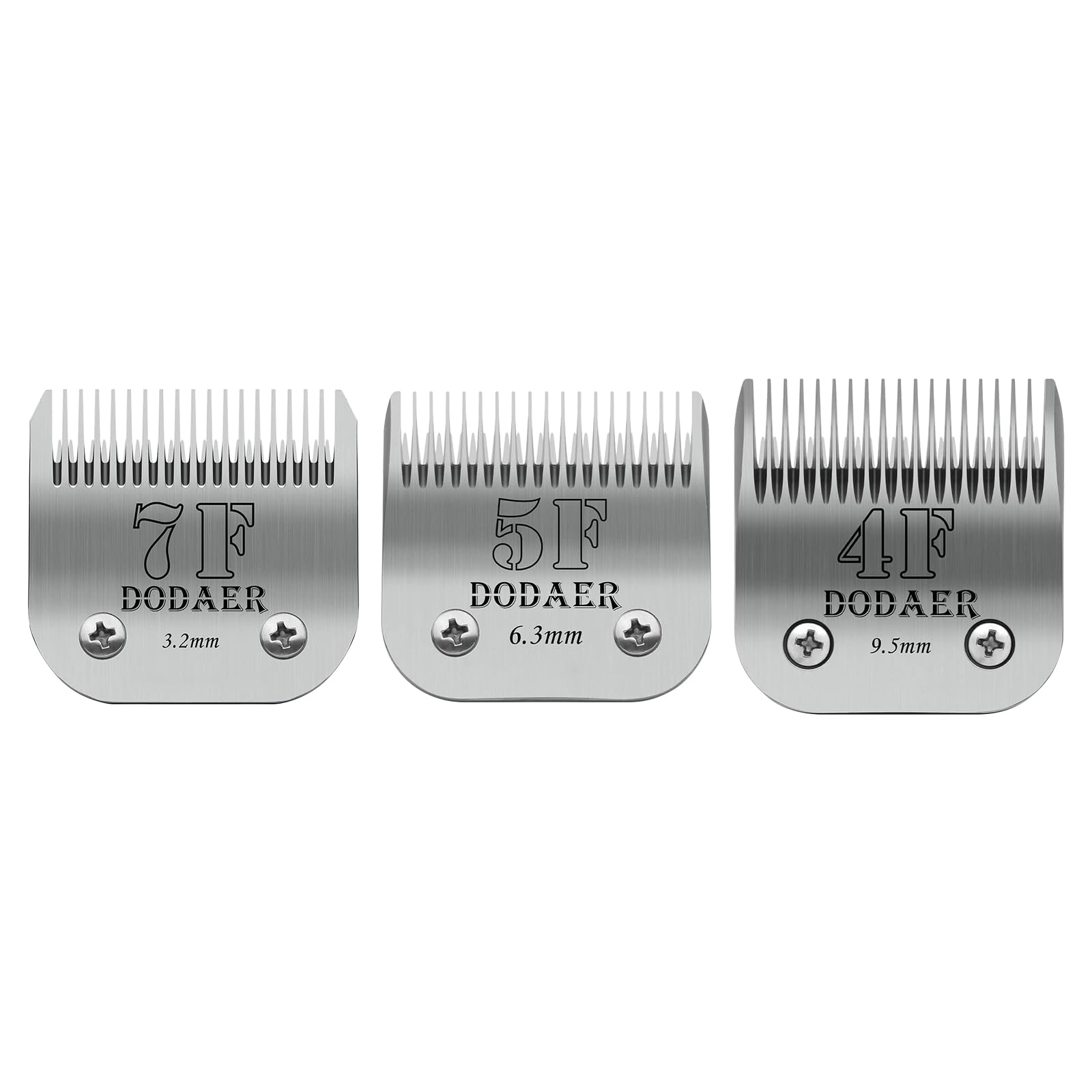 Size 7F/5F/4F Detachable Pet Dog Grooming Clipper Ceramic Blades Set,Compatible with Heiniger,Andis,Oster A5,Wahl KM10 Series Clippers,Cut Length 1/8"(3.2mm) to 3/8”(9.5mm),3 Pack