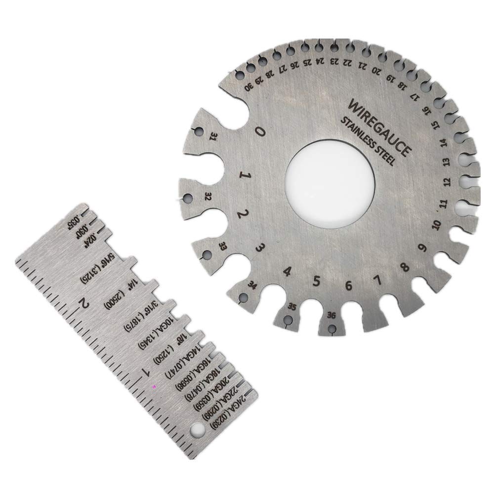 Sheet Metal Gauge & Dual-Sided Round Thickness Metal Gauge - Wire Gauge Measurement Tool Stainless Steel Welding Gage Material Wire Gauge