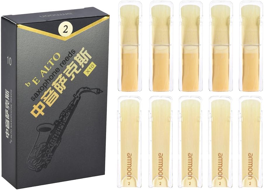 ammoon High Grade Eb Alto Saxophone Sax Bamboo Reeds Strength 2.0, 10pcs/ Box Set