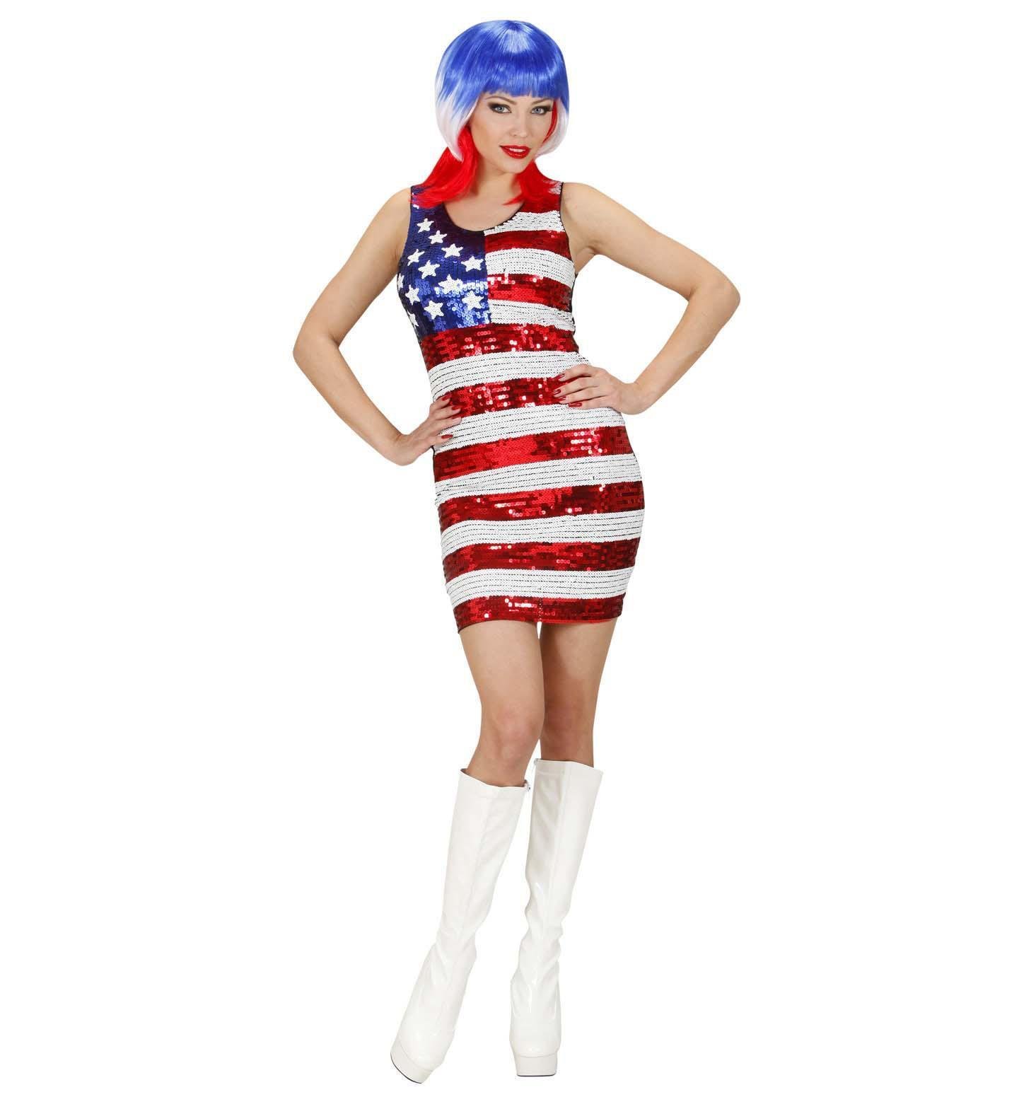 Ladies Sequin Dress Miss Usa Costume Small UK 8-10 for 70s Disco Fancy Dress