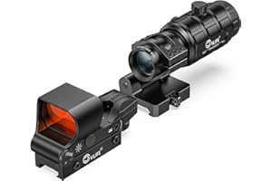 CVLIFE EagleFeather Multiple Reticle Red/Green Dot and Magnifier Combo, 40mm Large Lens Red/Green Dot with 3X Magnifier, Absolute Co-Witness, Open Reflex Optics Sight with Flip-to-Side