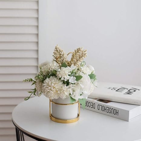 Amazon 造花 インテリア おしゃれ ミニ 花瓶付き プレゼント セラミック花瓶 盆栽 作り物 枯れない花 ウェディング 飾り 撮影 ギフト 美術館 ホーム 庭園 キッチン オフィス 喫茶店 テーブル装飾 造花 オンライン通販