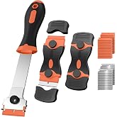 Ywmoml 3 Pack Razor Blade Scraper Set, Includes 30 Plastic &amp; 30 Metal Blades, Multi-Purpose Tool for Glass, Cooktop, Sticker Removal, Paint &amp; Gum Cleaning (Orange)