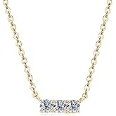 PROSTORY Moissanite Pendant Necklace for Women, D Color VVS1 Clarity 925 Sterling Silver 3 Stone Pendant for Mon Wife Birthday