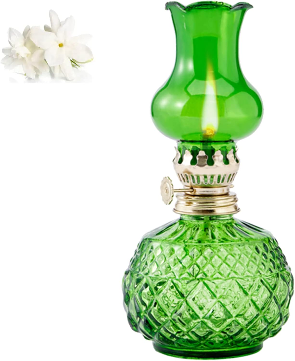 Oil Lamps & Accessories - ZWIFEJIANQ Oil Lamps for Indoor Use, Kerosene Lamp Hurricane Lamp Decorative Lamplight Chamber Glass Oil Lamp, Translucence Barn Lantern Glass Kerosene Oil Lamp Lantern for Home Desktop Decor (Green)