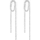 SELOVO Clear Rhinestone Tassel 2 Chain Crystal Dangle Earrings Dangling Earrings