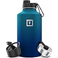 IRON °FLASK Camping & Hiking Hydration Flask with 3 Lids - Stainless Steel, Double Walled & Vacuum Insulated Water Bottle - Leak Proof & BPA Free (Dark Night, Spout - 64 oz)