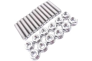 GENERIC Stainless Steel Exhaust Header Stud Kit for LS & LSX Engines – 304 Polished 40mm Studs with Locking Flange Nuts – Fits LS1 LS2 LS3 LS6 LS7 LS9 4.8L 5.3L 6.0L 6.2L Truck Applications