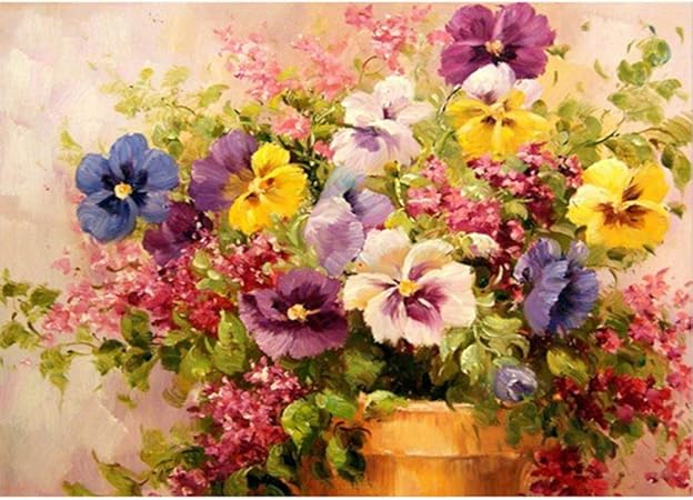 Amazon Co Jp 花diy絵画数字でキャンバスデッサンひまわり図油絵手描きの家の装飾ギフト おもちゃ