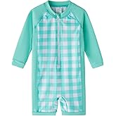 LIBREDGE Baby Girls Long Sleeve One Piece Swimsuit Infant Rash Guard Swimwear Zipper UPF 50+ Sun Protection