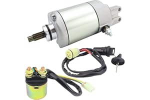 STABSOLI Starter Motor & Solenoid Relay & Ignition Switch for Honda FourTrax Foreman TRX450S ES FE FM 1998-2004, TRX500FE FM TM FPE FPM 2005-2011, 31200-HM7-003, 31200-HM7-A41