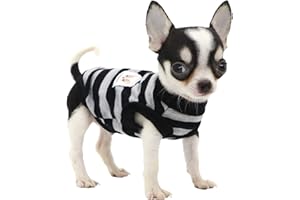 LOPHIPETS 100% Cotton Striped Dog Shirts for Small Dogs Chihuahua Puppy Clothes Tank Vest-Black and Gray Strips/XXS